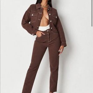 WORN ONCE. Jordan Liscombe X Missguided Collab Brown Co-ord set